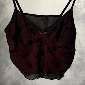 Black and Burgundy Skull Print Camisole